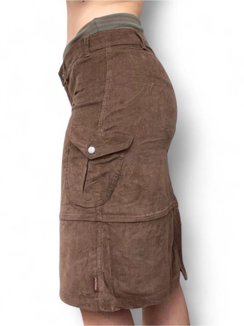 Brown Prana Corduroy Cargo Midi Skirt - Women